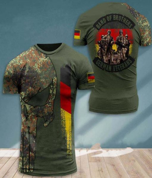 Verão Exército Vshirt Mens Camisa Polo Soldado Alemão Campo Top 3D Veterano Camuflagem Veterana Comando3686117