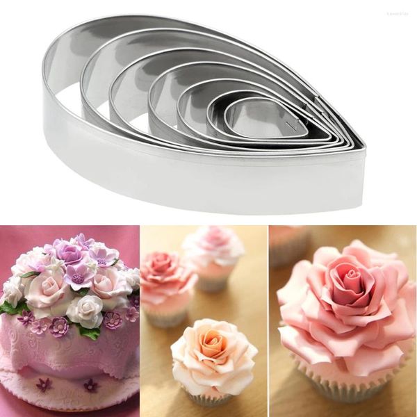 Moldes de cozimento 7pcs cortadores de biscoitos Diy Pastry Fondant Mold Mold Rose Pétal