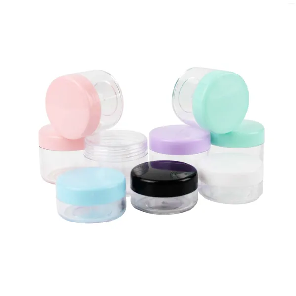 Speicherflaschen 10pcs/Sets 10 g 15 g 20 g Plastikkosmetische Topfgläser mit Deckel leere Reise nachfüllbare Flasche für Gesichtscreme Lippenbehälter