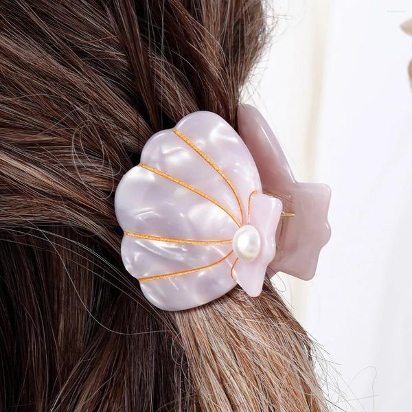 Clipes de cabelo 1pc Cute Cute Ocean Series Acetato Clip para mulheres e meninas - suporte em forma de concha com design de animais