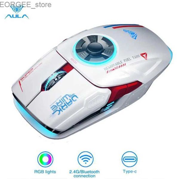 Ratos aula h530s mais recente mouse sem fio quatro modos carregamento de giroscópio rotação de mouse game de esportes eletrônicos rgb mouse y240407