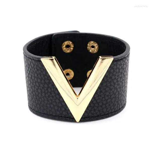 Bangle Europe Crack Leather Bracelet для женщин Femme All-Match V Word Wide Punk Style Soft Jewellery Cool Wholesale