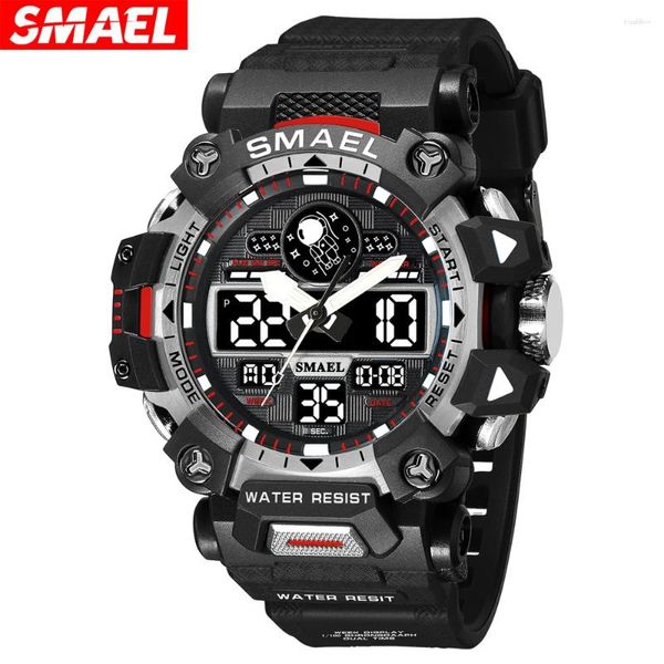 Armbanduhren Smael männliche Sportwache wasserdichte digitale Uhr LED Digitale Uhr Militärarmee 8078 Quarz Elektronenmänner