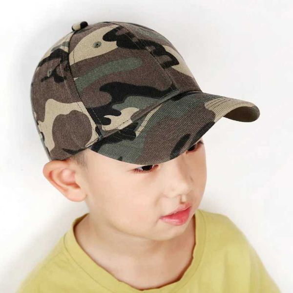 Ballkappen Sommer Kinderkinder Cotton Student Camo Hat Jungle Jagd Jungen Jungen Mädchen Hip Hop Verstellbarer Baseball Q240403