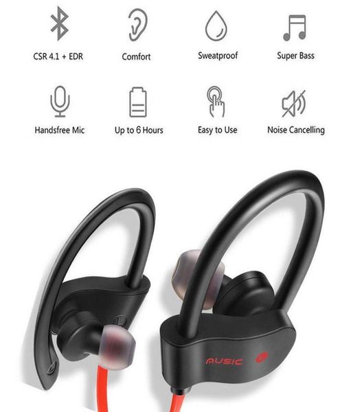 RT558 Wireless Bluetooth Headphones Hook Hook Wireless Bluetooth Headsets Ruído cancelando fones de ouvido esportivos à prova de suor para iPhone X 7736388