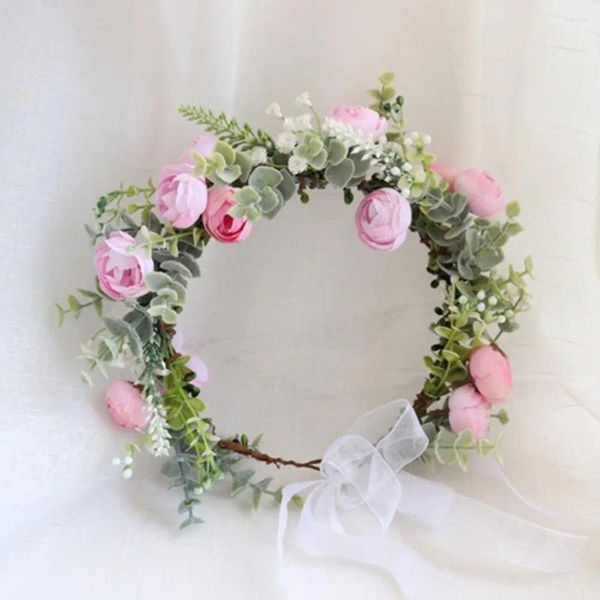 Fiori decorativi Donne Garland Testiera Mini Crown Flower Crown Lace-up elegante per festival di ragazze floreali