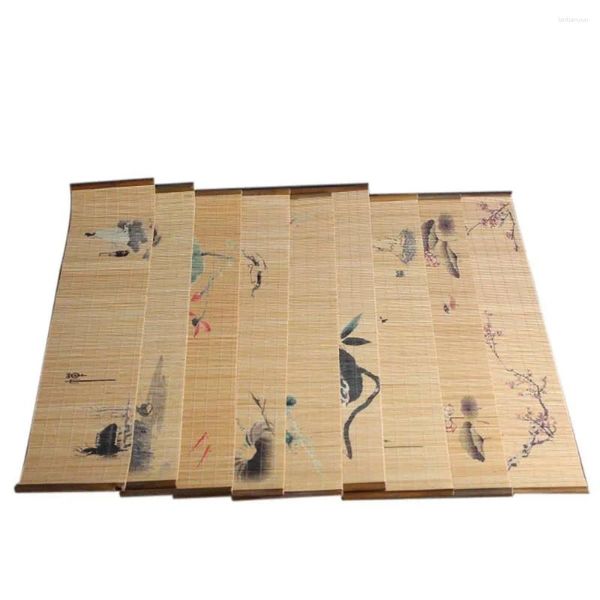 Bandejas de chá Nature Bamboo Mat de estilo chinês Runner Isolamento de calor à prova d'água Acessórios artesanais de cerimônia de guardanapo