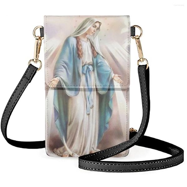 Bolsas de noite forudesigns Cross Corpory Cell Polock Pocket Mary Religion Cartion Bolsa Small Bag Women ombro bolsa multifuncional