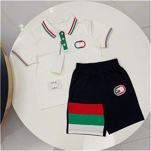 Marka Tasarımcı Polo Gömlek 2 Set Pamuklu Erkek Kız Kızlar Yüksek Kaliteli Çocuk T-Shirt Şort Boyutu 90cm-150cm D02