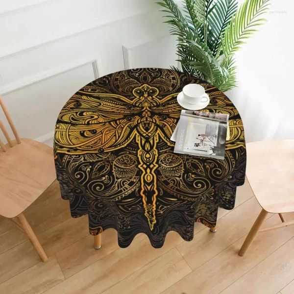 Tavolo stoffa doratura golden mandala rotonda in poliestere cucina decorativa copertura in tessuto elegante