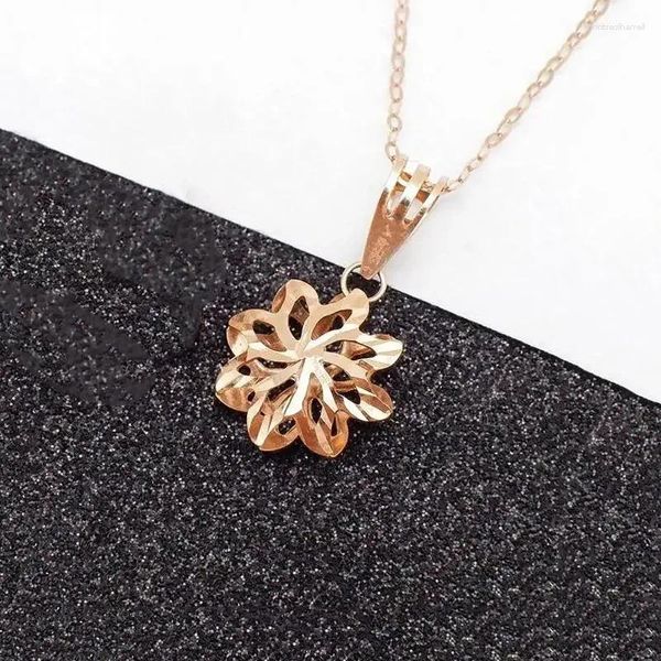 Catene cavate a ciondolo fiore collana placcata 14k rosa oro rosa belle arte di lusso che frequentano feste donne regalo di gioielli