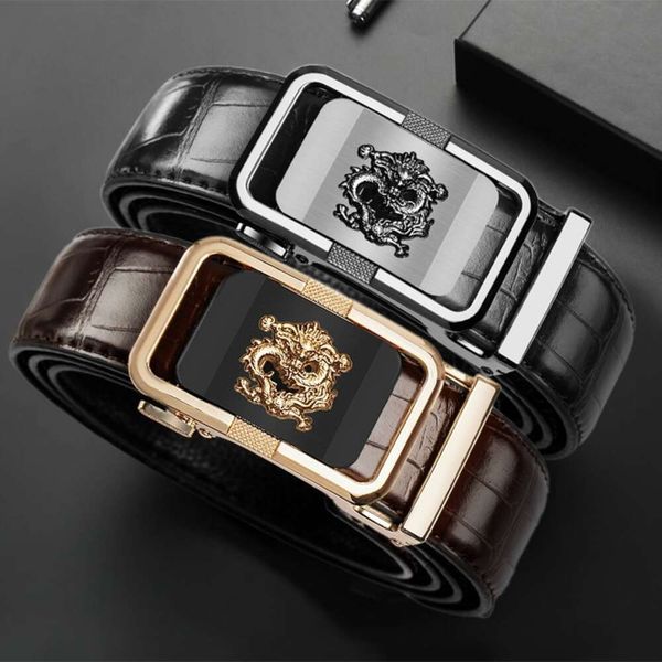 O ano do Loong Dragon Buckle Men's Leisure Business Bamboo Crocodile Automatic Belt