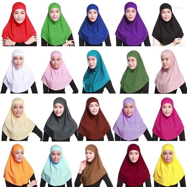 Lenços algodão 2pcs hijab com tubo muçulmano elástico de cor sólida turbante