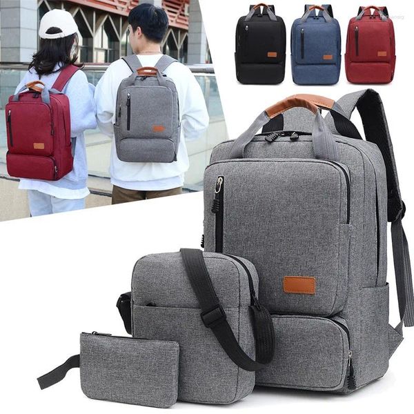 Bolsas escolares saco de peça capacidade mochila homem 3 conjunto de faculdades aluno de computador grande funcional 1 na mochila laptop multi -laptop