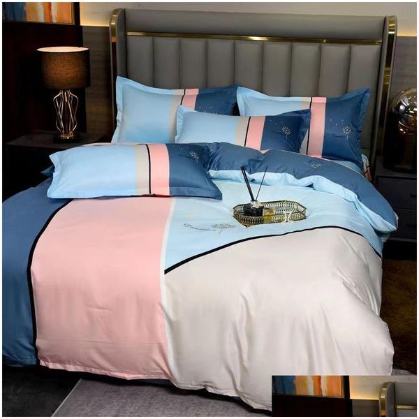 Conjuntos de cama Size queen Size Size 4pcs Designer Prind Quilt ER Brophase Brophase Drop Drop Entrega Têxteis de jardim doméstico Suprimentos OTCF6