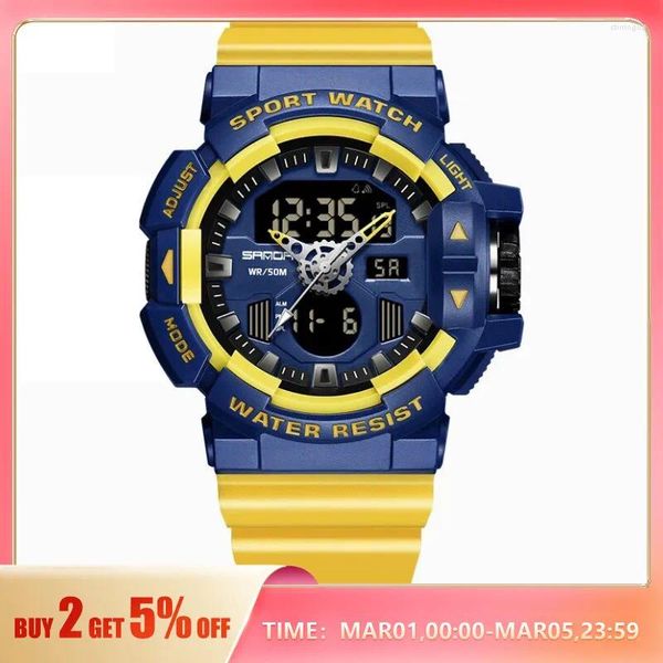 Armbanduhr Sanda Top Luxury LED Digitale Uhren Männer Dual Display Uhr Wasserdichte G -Stil Sport Armaturen Handgelenk Militär Armee Uhr Männlich