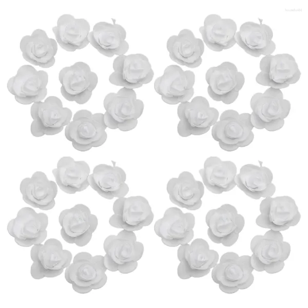 Dekorative Blumen 50 PCs Künstliche Simulation Rosenkopf Hochzeit Dekor DIY -Material Schäume die Rosen weiße Handwerk Braut