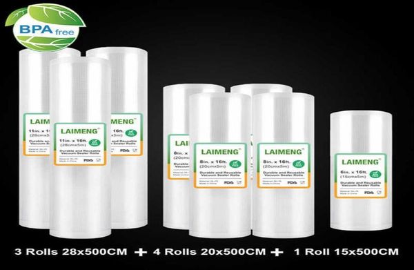 Laimeng 8 Rolls Vacuum Seader Bags для вакуумных упаковочных упаковочных мешков для хранения продуктов Sous Vide 152028CM500CM R201B H09028140467