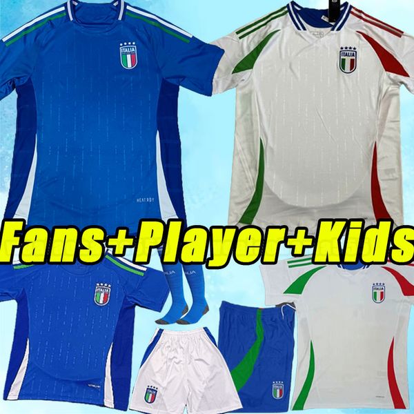 24 25 Italia Bonucci Jersey de futebol 2024 Home fora Verratti Jorginnho Insigne Belotti Chiesa Barella Chiellini Italys Immobile Football camisa 2025 Men Kits Kits Kits