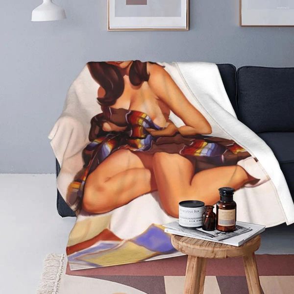 Coperte sexy donna pin up flanella lancio anime coperta per la camera da letto letto leggero