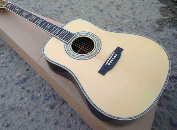 Fábrica personalizada Toda guitarra acústica de madeira maciça Uma peça de braço de ébano de pescoço 41 polegadas 45dquot1548284