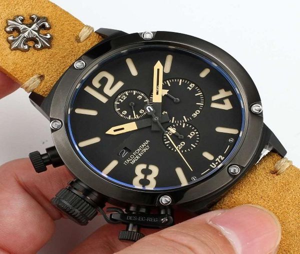 46 -миллиметровый хронограф большого размера Работайте темный стиль Cool Men Watch Japan Quartz. Начатые часы Classico Limited Edition U72 Водонепроницаемый DESE7131315