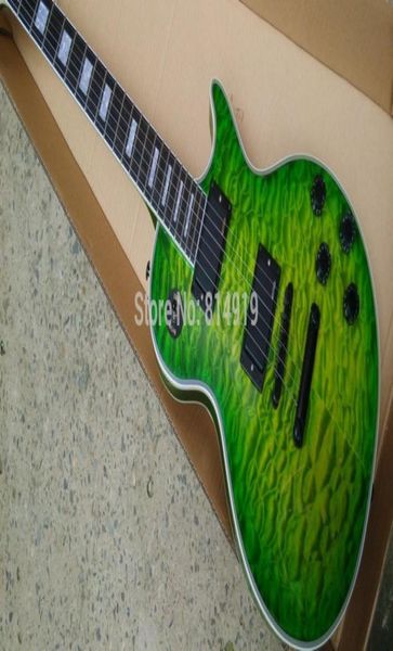 Classic Custom Shop Green Burst Ebony Fignboard Electric Guitar 9 V батарея Active Pickups2648174