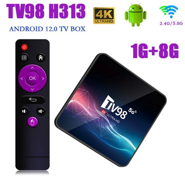 Plugs TV98 TV Box 1g+8g 2,4g 5G WiFi Allwinner H313 4KX2K Android 12 Settop Box TV98 Media Player durevole RIUSABILE UE