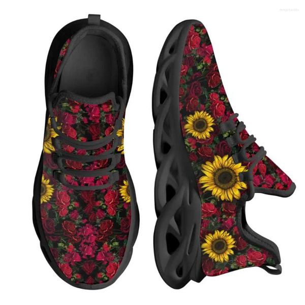 Sıradan Ayakkabı Klasik Ayçiçeği Kırmızı Gül Kadın Kint Sabahları Büyük Boyut 45 46 Ayakkabı Konforu ve Nefes Alabilir 2024
