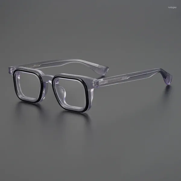 Sonnenbrillen Rahmen japanische stilvolle Designer -Marke Acetate Brille Square Black Cleary Grey HandMade Green Men Brille für Frauen mit Gehäuse