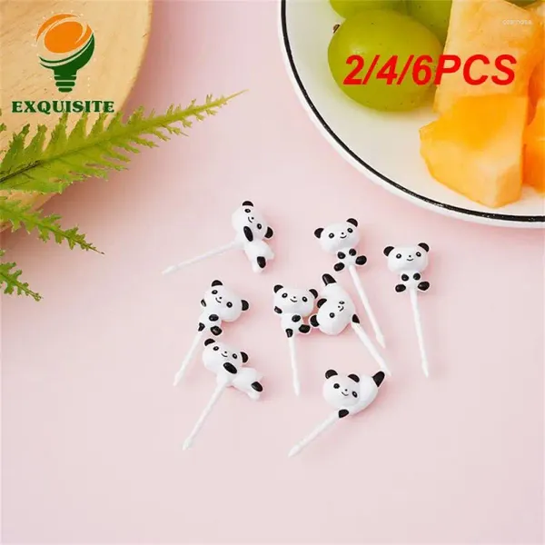 Gabeln 2/4/6PCS Kinder Snack Dessert Picks Safe umweltfreundliche Tierfruchtaufkleber Multifunktionaler Panda -Form Fork