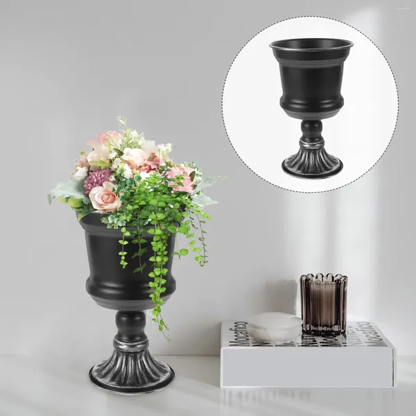 Vasi Vintage Flowerpot decorazione nera Metal Vaso di ferro OSSOGLIO DEGGIIONE EL DECORAZIONE EL DECORAZIONE RETRO Home Office Tabletop