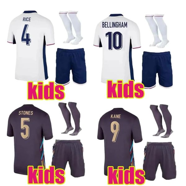 2024 2025 Maglie da calcio in Inghilterra Saka Foden Bellingham Rashford Inghilterra Kane Sterling Grealish National Football Kit 24 25 camicie rosse Kit kit per bambini da uomo blu bianco