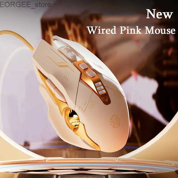 Mäuse New RGB Wired Gaming Mouse Stille Backlight Optical USB Mäuse Rückenleuchtung Pink Girl Gamer Mouse für Laptop PC Computer Office Geschenk Y240407