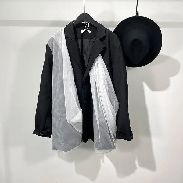 Herrenanzüge Anzug Mantel Spring- und Herbststil individueller Netzstich -Design Mode Freizeit Lose große Jacke