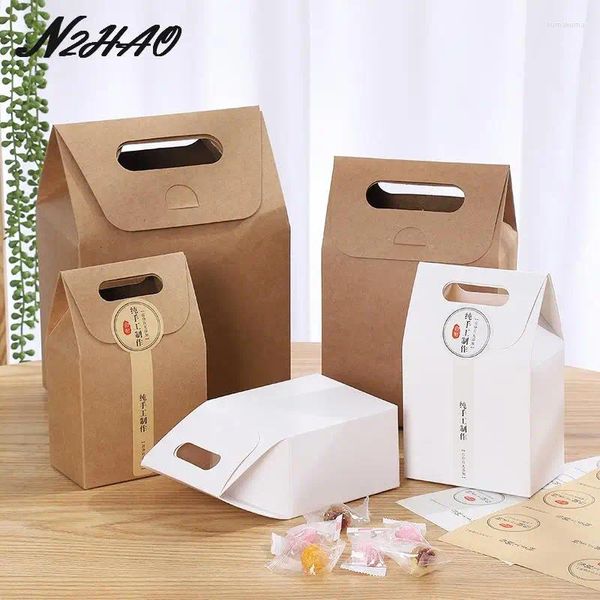 Bolso de papel de embrulho de presente 1pc kraft de papel biscoito de biscoito de cookie de pão de pão embalagem de embalagens de embalagem