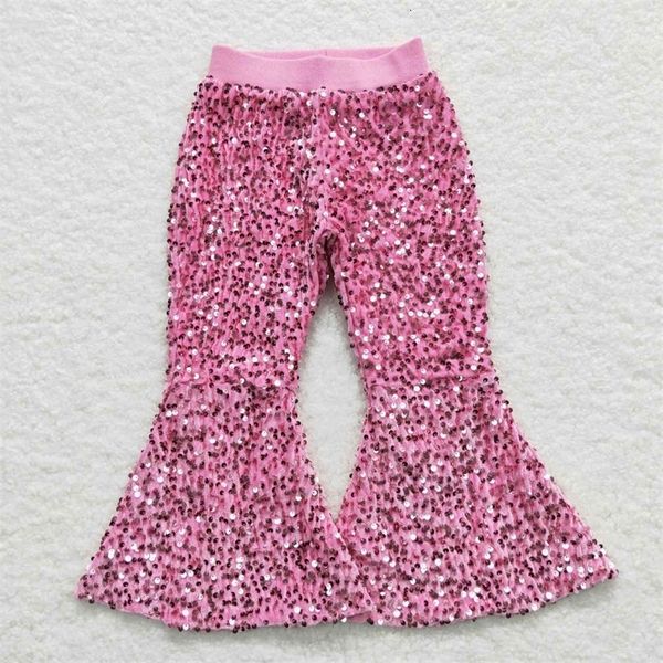 Chegada por atacado Girls Autumn e Winter Troushers Bell Bottoms Multielement com lantejoulas Bright Colors 240320