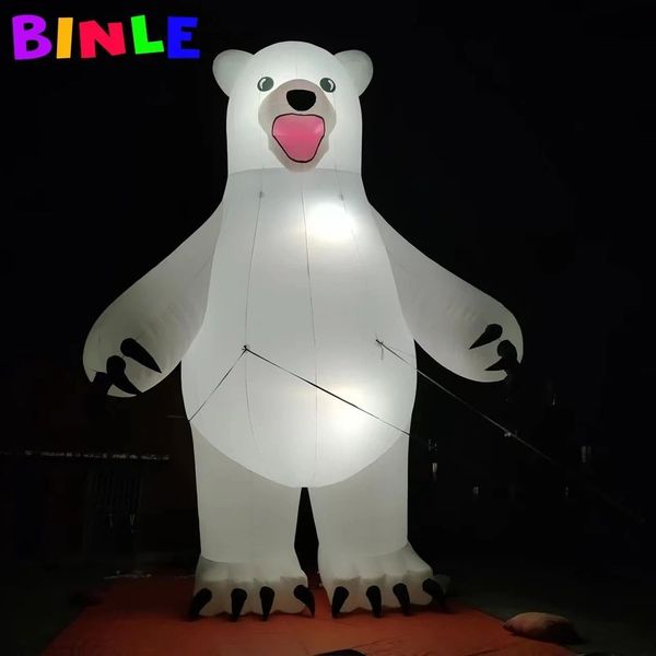 10mh (33 pés) com soprador de blower white gigante gigante urso polar com iluminação de iluminação LED Mascote inflável de ar para decoração de quintal