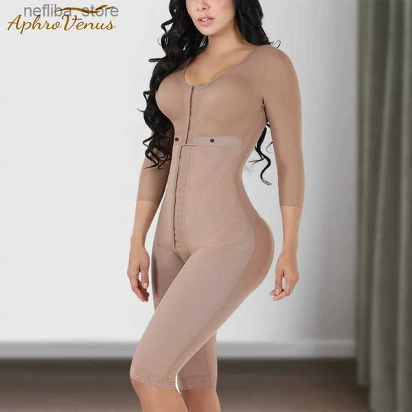 Талия формирование живота Fajas Reductoras y Modeladoras Mujer Long The Body Shaper с медным и рукавами управление животом Shapewear L2447