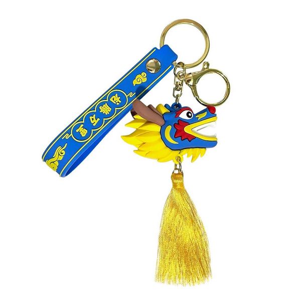 Keychains Lanyards Neujahr Lucky Dragon Anhänger Keychain Joyful Gift Quasten Key Ketten Bester Party Schmuck Q240403