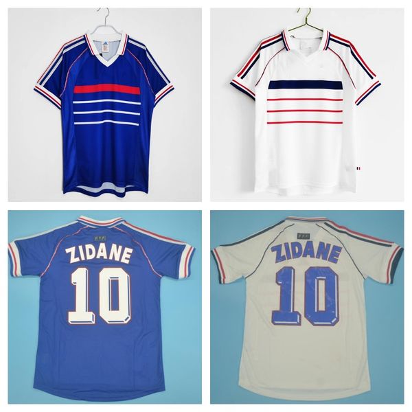 1998 camiseta da França Jersey 98 Versão Retro da Copa do Mundo Zidane Henry Football Suit Home Away Soccer camisa