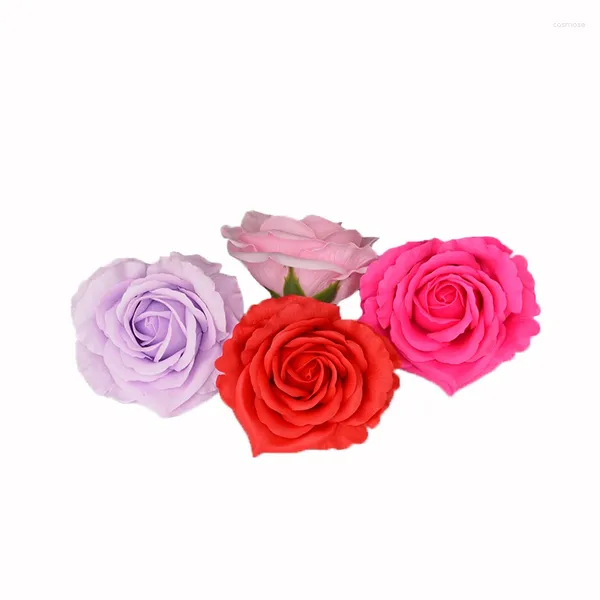 Flores decorativas 9pcs coração rosa cenário de casamento guirlandas permanentemente preservadas com a cabeça de flor artificial