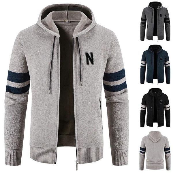 Jackets masculinos Autumn Winter machado malha suéter grosso lã saltador pulôver