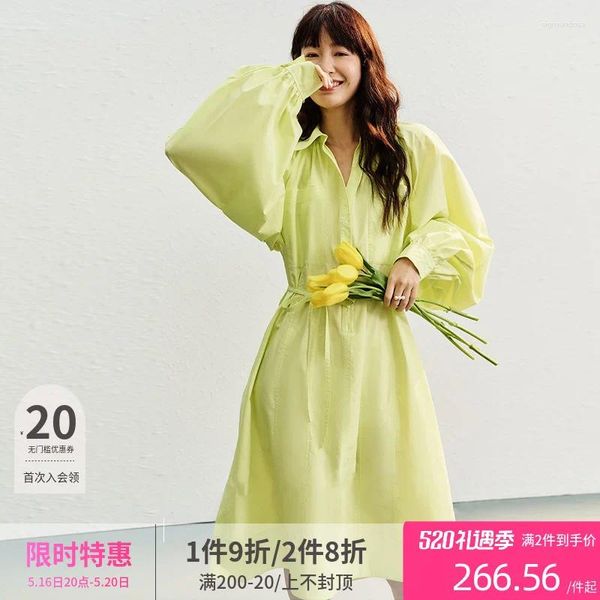 Vestidos de festa Tiancai Poster estilo francês design de nicho Retro com vestido de camisa de algodão da silhueta solta silhueta
