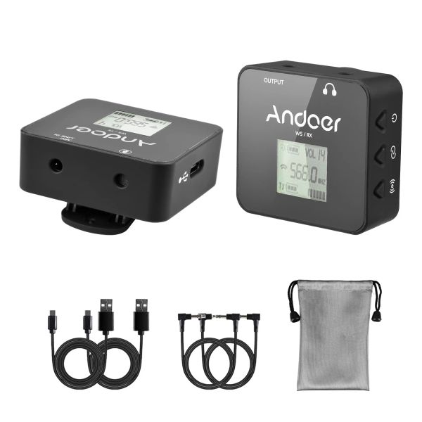 Microfoni Andoer HS60 Sistema di microfono wireless UHF con canali MIC 57 Lavalier Condenser 3080m