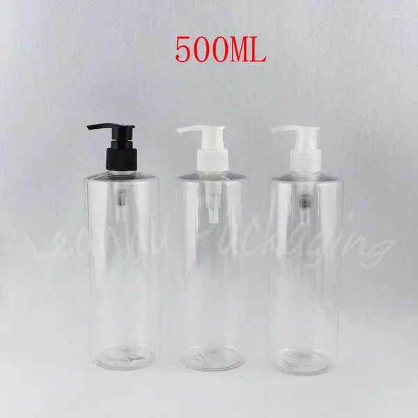 Bottiglie di stoccaggio bottiglia di plastica trasparente da 500 ml con pompa di lozione 500cc shampoo / sub-bottling contenitore cosmetico vuoto