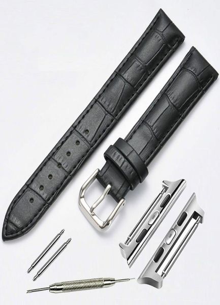Подлинный кожаный часовой ремешок 38 -мм женские адаптеры для браслета Iwatch Apple Watch Bracelet Black Brown Red Pink1377636
