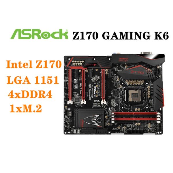 MotherBoards LGA 1151 Intel Z170 Placa -mãe Asrock Z170 Gaming K6 Placa -mãe DDR4 64GB PCIE 3.0 M.2 SATA III USB3.0 ATX para o núcleo da sexta geração