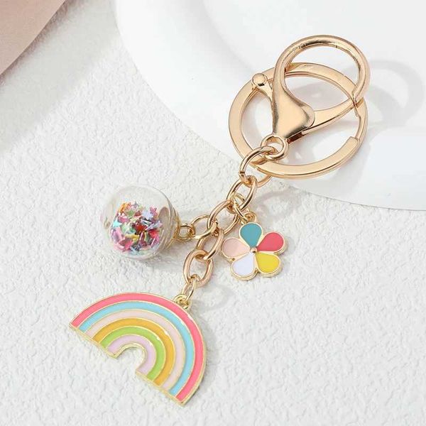 Tornari per cordini adorabili smalti colorati arcobaleni colorati anelli a sfera di vetro per donne amici amici amici regalo accessori per borsetta gioielli q240403