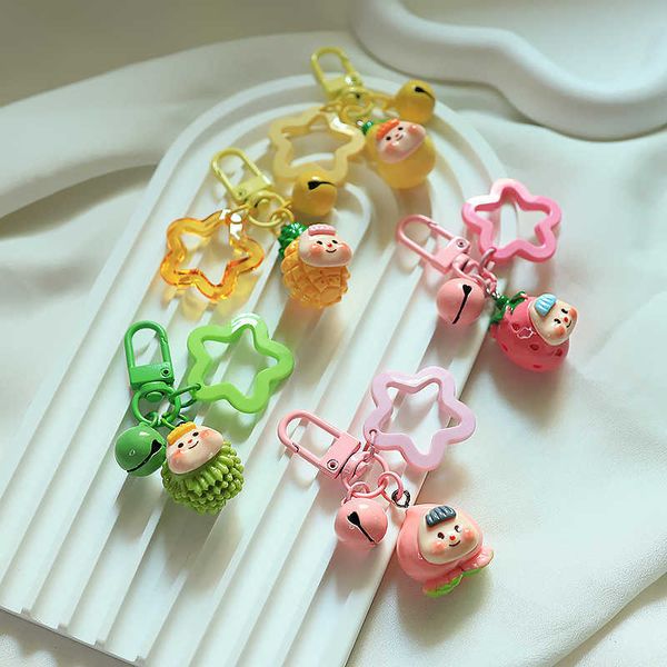 Keychains Bedanyards Fruit Foten Grein Duomei Keychain Pingente Bell DIY Caixa de telefone Jóias Acessórios para bolsas de estudante Q240403